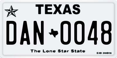 TX license plate DAN0048
