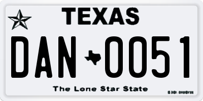 TX license plate DAN0051