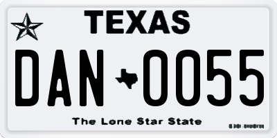 TX license plate DAN0055