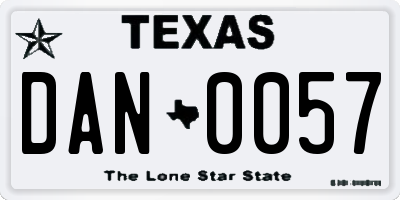 TX license plate DAN0057