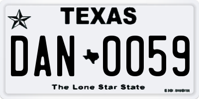TX license plate DAN0059