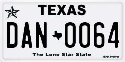 TX license plate DAN0064