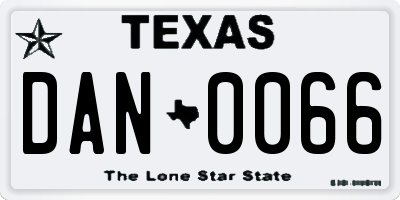 TX license plate DAN0066
