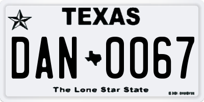 TX license plate DAN0067