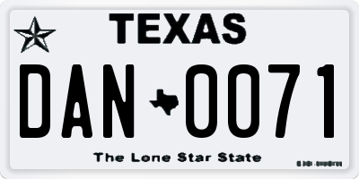 TX license plate DAN0071