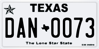TX license plate DAN0073