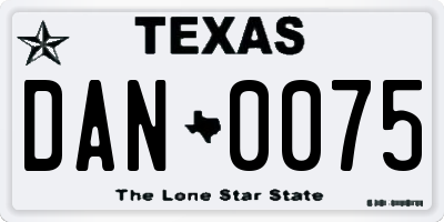 TX license plate DAN0075