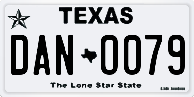TX license plate DAN0079