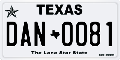 TX license plate DAN0081