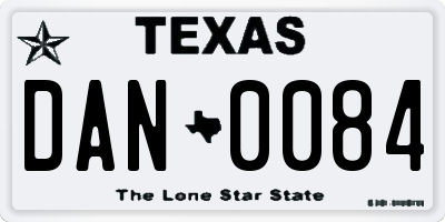 TX license plate DAN0084