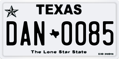 TX license plate DAN0085