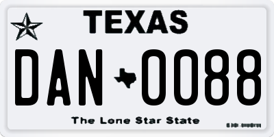 TX license plate DAN0088
