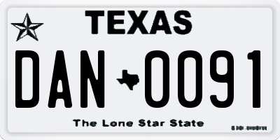 TX license plate DAN0091