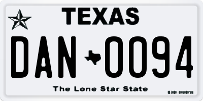 TX license plate DAN0094