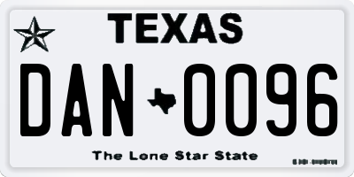 TX license plate DAN0096