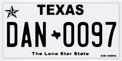 TX license plate DAN0097