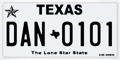 TX license plate DAN0101