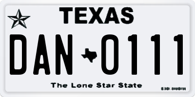 TX license plate DAN0111