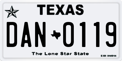 TX license plate DAN0119