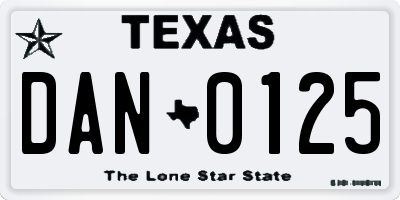 TX license plate DAN0125