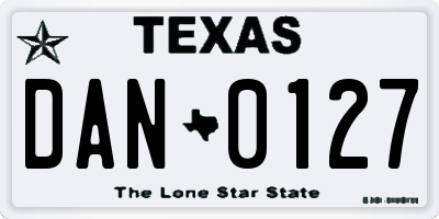 TX license plate DAN0127