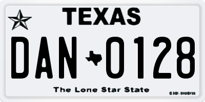 TX license plate DAN0128