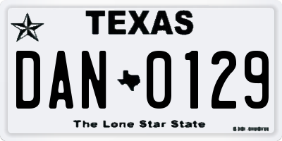 TX license plate DAN0129