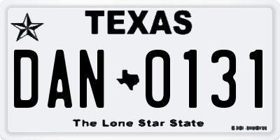 TX license plate DAN0131