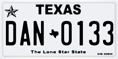 TX license plate DAN0133