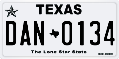 TX license plate DAN0134