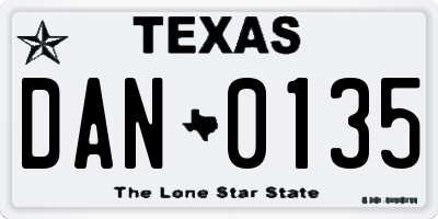 TX license plate DAN0135