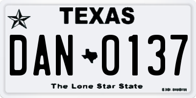 TX license plate DAN0137