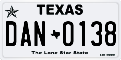 TX license plate DAN0138