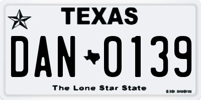 TX license plate DAN0139