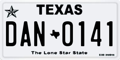 TX license plate DAN0141