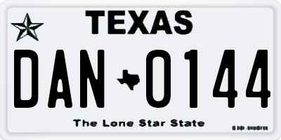 TX license plate DAN0144