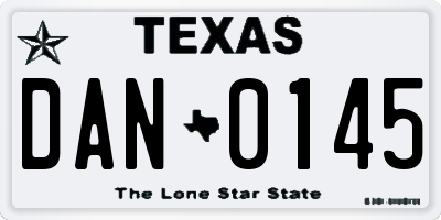 TX license plate DAN0145