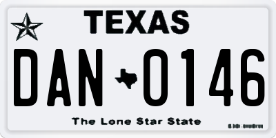 TX license plate DAN0146