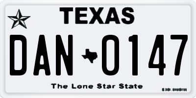 TX license plate DAN0147