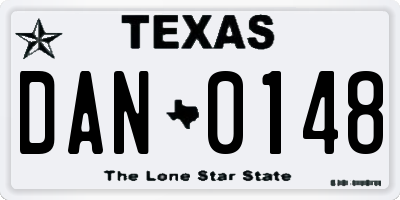 TX license plate DAN0148