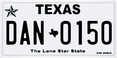TX license plate DAN0150