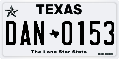 TX license plate DAN0153