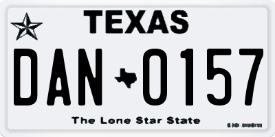 TX license plate DAN0157
