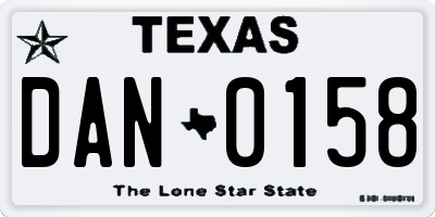 TX license plate DAN0158