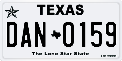 TX license plate DAN0159