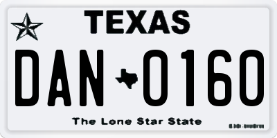 TX license plate DAN0160