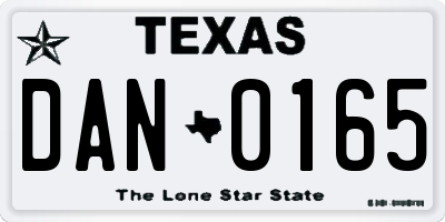 TX license plate DAN0165