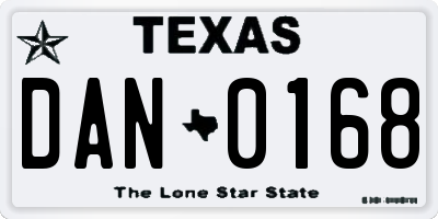 TX license plate DAN0168