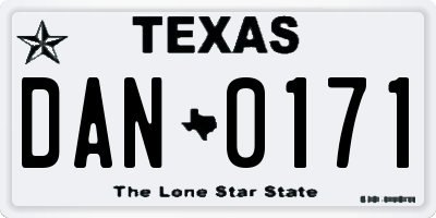 TX license plate DAN0171