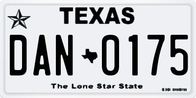 TX license plate DAN0175